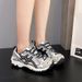 Women's European Style Platform Sneakers Lace up Chunky Sole Hidden Heel Lift 2026 Spring New Fashion_vogvips.com