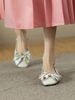 Fairy Style Square Toe Vintage Flat Bottom Low Heel Shoes Bow_vogvips.com