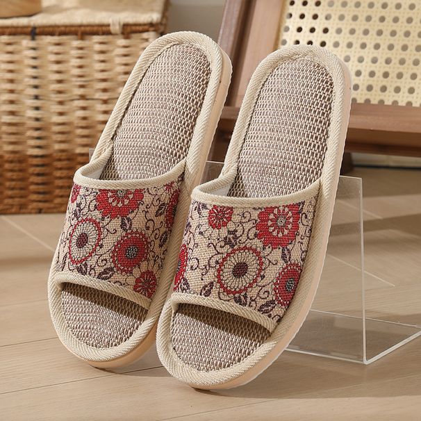 Autumn Winter Women Floor Retro Linen Open-toe EVA Thick Bottom Casual Sandals Indoor Home Couples Slippers Shoes_vogvips.com