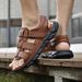 Men's Genuine Leather Sandals, 45, Outdoor Soft Sole, Comfortable Driving 46, Casual Beach 47, Large Shoes, Size 48_vogvips.com