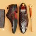 Men's leather shoes crocodile print men's shoes British formal leather shoes Business shoes_vogvips.com