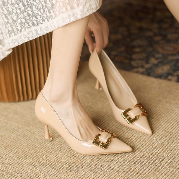 9078-40 Niche Design High-end French Style Stiletto Pointed Toe Nude Pink High Heels For Women_vogvips.com