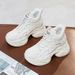 2025 Women's New Thick Sole Hidden Heel 9cm Casual Dad Small Stature White Wedge Platform Shoes Trendy_vogvips.com