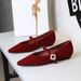 3686-K207 French Hepburn-style Commuting Shoes, Versatile Mary Jane With Rhinestone Buckle, Pointed Toe Single Shoes For_vogvips.com