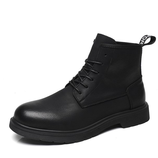European Warm Series Martin Winter Cotton With Fleece Lining Warm British High-top Shoes Versatile Work Men's Trendy Boots_vogvips.com