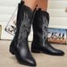 Autumn And Winter New Large Knight Boots Women's Pointed Square Heel Embroidered_vogvips.com