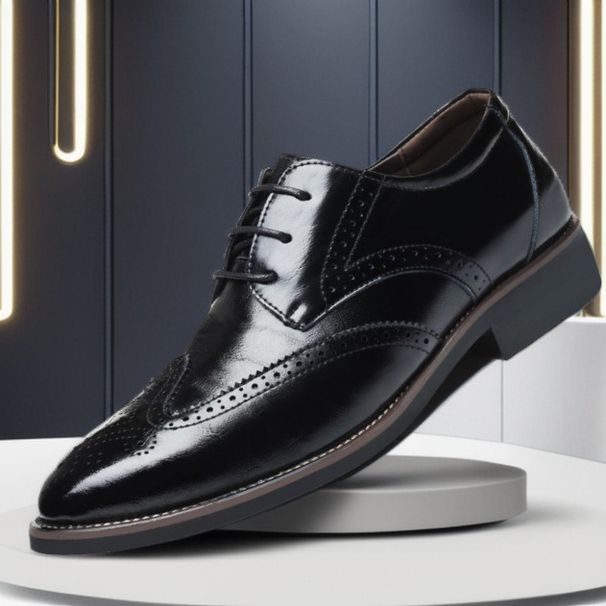 Euro Step Large Size Brogue Carved Business Formal British Breathable Men's Casual Korean Style Leather Shoes Men_vogvips.com