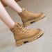 Genuine Leather Martin For Women 2025 Summer New Hidden Wedge Breathable British Style Thick Sole Yellow Boots_vogvips.com