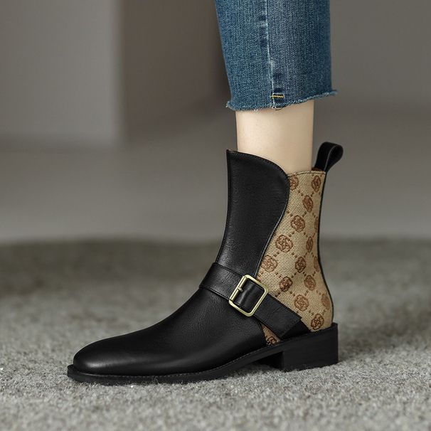 Women's Shoes Thick Heel Short Boots Retro Chelsea Boots Medium Heel Fashion Boots Slim Boots Drop Shipping_vogvips.com