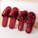 Summer Wedding Slippers Red Couple High-End Morning Robe New Wedding Celebration Bowknot Men And Women_vogvips.com