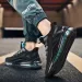 Mens Running Shoes Black Mesh Air Cushion Sneakers With Teal Accents Print Daily Outfit_vogvips.com