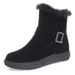 Winter Women's New Wool Short Boots, Flat Bottomed Flat Heel Frosted Leather Anti Slip Snow Boots With Plush Martin Boots And Cotton Boots_vogvips.com
