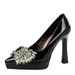 French Style Single Shoe Women's Rhinestone Bow Decoration Pointed Shallow Mouth Waterproof Platform High Heels Women's Shoes_vogvips.com