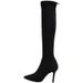Women's Stretchy Over-the-Knee Boots - Pointed Toe High Heel Thigh Boots With 7cm Stiletto | Plush Lined | Slenderizing Tall Boots_vogvips.com