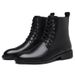 High top shoes Fashion casual pointed side zipper lace-up leather boots_vogvips.com