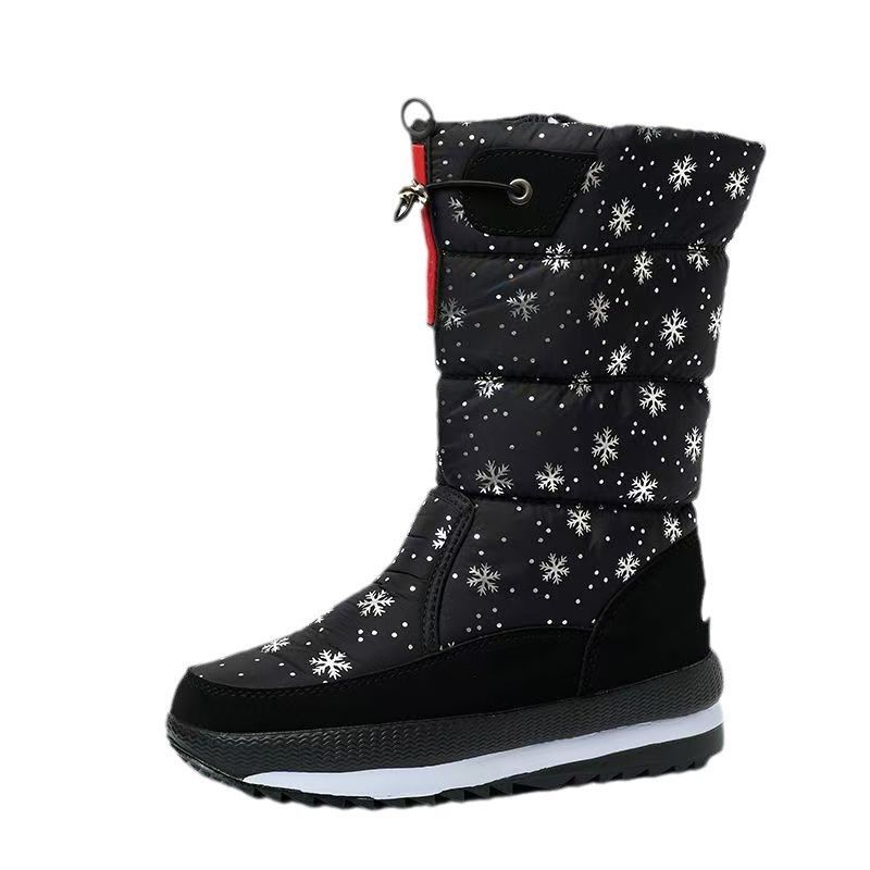 2025 Winter Snow Boots, ,Thickened Mid-calf Waterproof And Anti-slip Fleece Cotton Shoes, High-top Warm Long Boots_vogvips.com