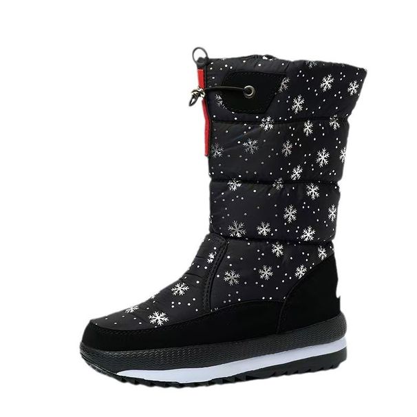 2025 Winter Snow Boots, ,Thickened Mid-calf Waterproof And Anti-slip Fleece Cotton Shoes, High-top Warm Long Boots_vogvips.com