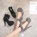 Autumn Korean Version Round Toe Waterproof Platform With High And Thin Heels For Women's Singles, Square Grid Bow 913-56_vogvips.com