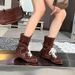 Lan Cabinet Version ~ Height Increasing Duck Hunting For Women, Ins Style Versatile Color Block Lace-up Boxing Boots,_vogvips.com