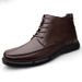 European Warm Series Autumn Winter New First Layer Cowhide Fleece Lined Thickened Mid-Calf Casual Round Toe Men's Leather Shoes Adult_vogvips.com