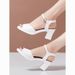Branded Genuine Leather 2026 Summer New Style Chunky Heel Peep-Toe Strap White High-Heel Women's Sandals_vogvips.com