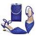 Women's pointy perforated drill heels with bag set banquet shoes bag_vogvips.com