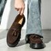 《Men Tassel Loafers Suede Slip On Platform Casual Shoes Thick Sole Business Dress Shoes Walking Moccasins_vogvips.com