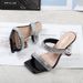 Elegant Rhinestone Pointed Toe High Heels For Women - Comfortable PU Slingback Sandals In Black, Silver, Gold (Sizes 36-42)_vogvips.com