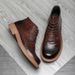 European Warm Series Men's Genuine Leather Martin Casual Fashion Short Round Toe Mid-top Black Flat Trendy Fleece Boots_vogvips.com