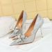 1829-H15 Style Banquet Slim Ultra High Heels Shallow Mouth Pointed Pearl Water Diamond Bow Single Shoes_vogvips.com