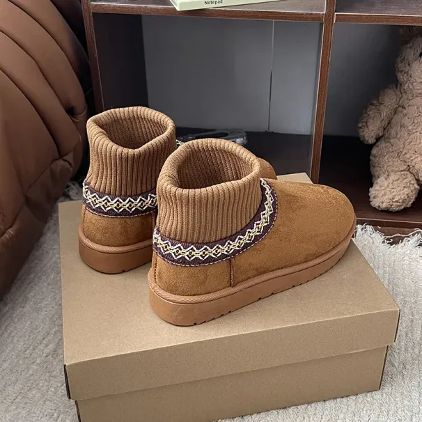 Designer Shoes 2025 Winter New Fashionable Tube Snow With Velvet Cotton Shoes Socks Short Boots For Woman_vogvips.com