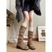Wstrn Cowboy Boots For Womn With Blt Buckl, Ovr-th-Kn Pil Chunky Hl Slimming Long Tub Riding Boots, Hot_vogvips.com