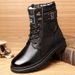 European Warm Series Martin Cowhide Winter Fleece Lined Thickened Warm Cotton Non-Slip Leather Shoes Men's High-Top Work Snow Boots Men_vogvips.com