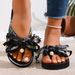Women's Fashionable Tassel Bow Linen Shoelaces Holiday Student Flat Flip-Flops_vogvips.com