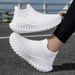 Cross-border Men's Couple's Slip-on Sneakers, Summer Fly-knit Mesh Breathable Running Sh, Knitted Thick-soled Sock_vogvips.com