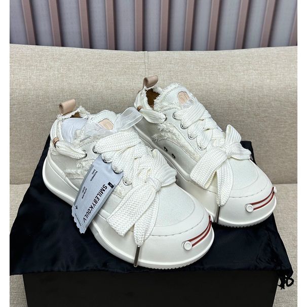 New Open Mouth Canvas Upgraded Version Tan Jianci Same Style Men And Women Thick Sole Beggar Versatile Smiling Shoes_vogvips.com