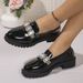 New Shiny Rhinestone Mid Heel Loafers For Autumn And Winter, Fashionable And Casual Single Shoes_vogvips.com