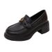 Chunky Sole Dress Loafers Elegant Slip On Shoes With Decorative Buckle For Daily Office Wear_vogvips.com