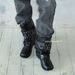 Women's Retro Slouchy Western Cowboy Boots Studded Round Toe Long Slimming Studded Leg Boots Autumn New Style Hot Girl_vogvips.com