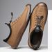 Spring Cowhide Sole Slip On Men's Shoes Soft Sole Soft Surface Casual Shoes Lace Up Leather Shoes Dad Shoes Toe Shoes_vogvips.com