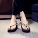 Women's Thick-Soled High-Heeled Toe-Post Korean Style Outdoor Pearl Beach Vacation Sandals_vogvips.com