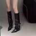 Chunky Heel Pointed Toe Women 2025 New Autumn Winter Black Slouch Long Tube Riding Boots_vogvips.com