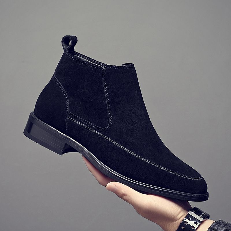 Martin Boots Men's Leather Velvet Korean Version Of Chinese Men's Boots Pointed Short Boots Chelsea Boots Men's_vogvips.com