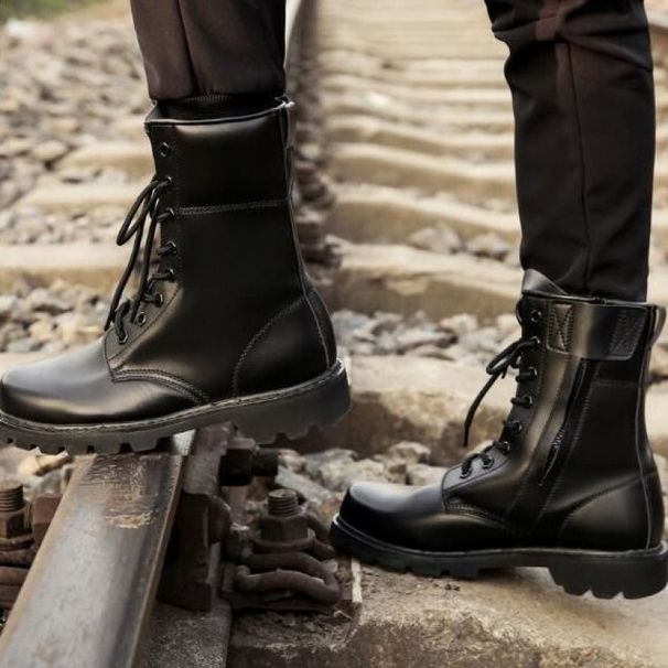 Spring And Autumn Outdoor Boots Men's High Top Security Labor Protection Shoes Tooling Boots Security Worker Steel Head Anti-smash Martin Boots Men_vogvips.com