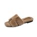 soft And Luxurious Thick Fluffy Outdoor Slip-on Cotton For Women, Ins-style Winter Non-slip Plush Slippers_vogvips.com