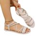 Plus-size Women's Summer 26 New Models, Flat-soled, Simple And Versatile, Korean Style, Cross-strap Beach Fairy-style_vogvips.com