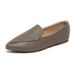 Women’s Shoes Versatile Soft Leather Shoes Simple Splicing Comfortable Pointed Toe Flat Bottom Lazy One-legged Loafers_vogvips.com
