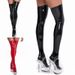 New Women Thigh High Over Knees Shiny Lacquer Leather Casual Long Overknee Socks Black Red Stockings Clubwear_vogvips.com