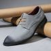 Low Men's Block Cut, Polished, Carved, Pointed, Business Casual Plus Size Leather Shoes, Spring Single Shoes Cut, Polished, Carved, Pointed, ,_vogvips.com
