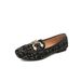 Spring Leather Loafers, Women's Small Fragrant Style Flat Bottomed Round Toe Single Shoes, Soft Soled Grandma Bean Shoes_vogvips.com